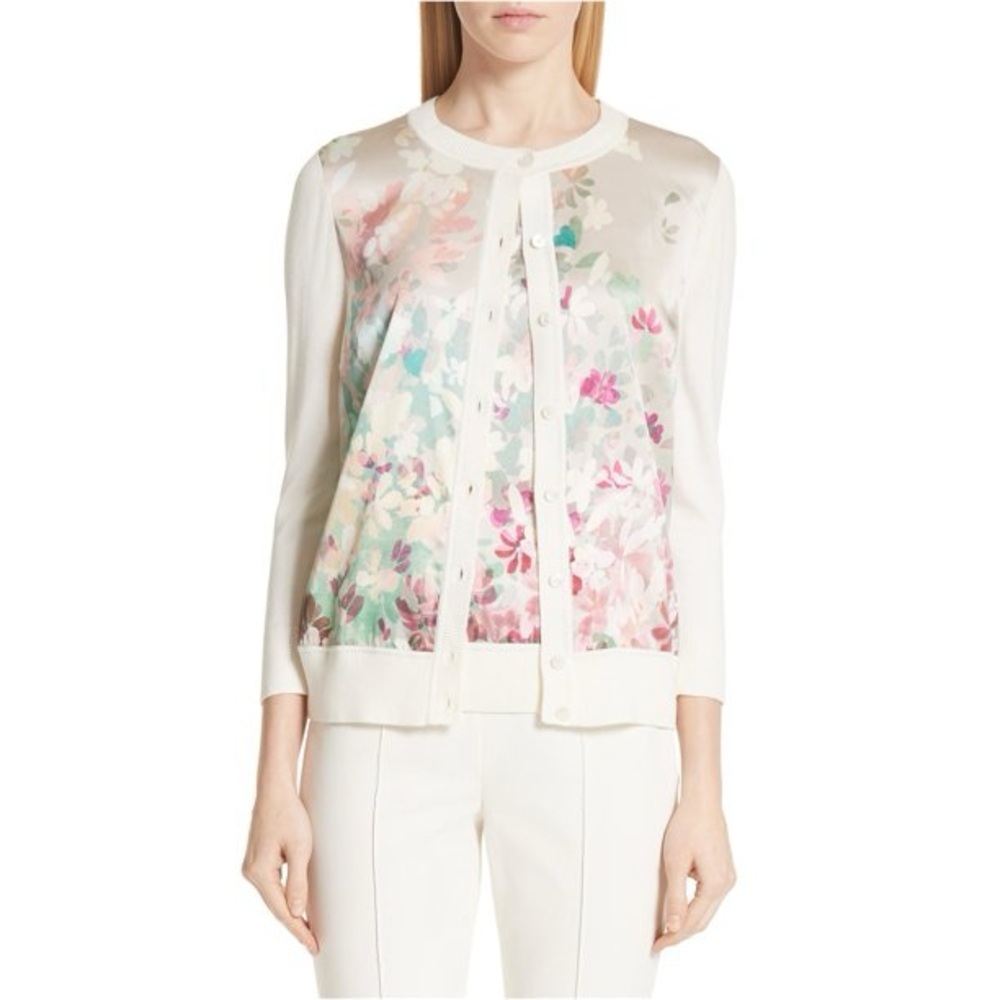 St. John Multicolor Floral Cardigan